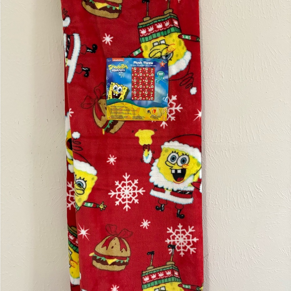 SpongeBob SquarePants Christmas Plush Throw Blanket size 50x70in